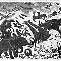 Waiting for the Ark, 1996 - Woodcut, 45 x 60 cm printed by hand 
