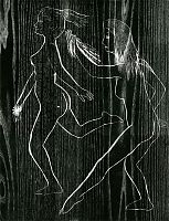 Seven nude dancers, Louise and Ophelia - Woodcut, 49 x 37cm