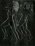 Seven nude dancers, Edna and Emily - Woodcut, 49 x 37cm